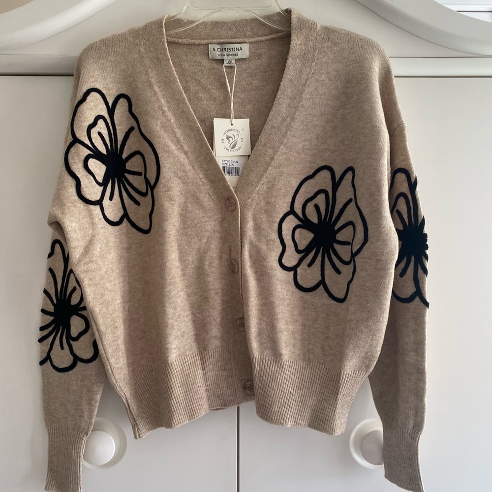 S Christina Beige Floral Cardigan